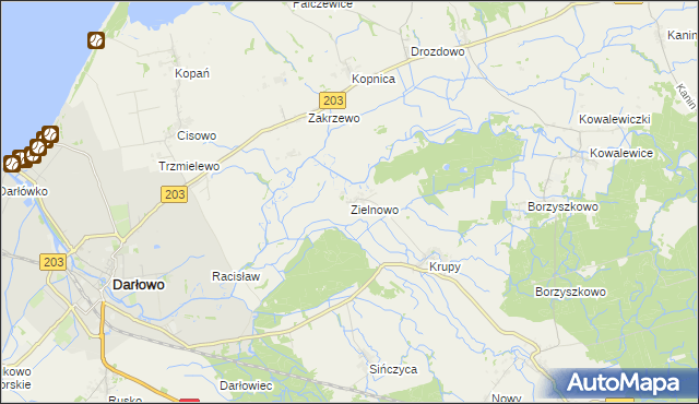 mapa Zielnowo gmina Darłowo, Zielnowo gmina Darłowo na mapie Targeo