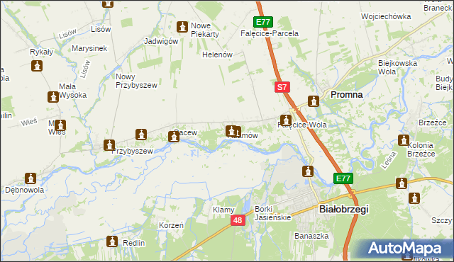 mapa Adamów gmina Promna, Adamów gmina Promna na mapie Targeo