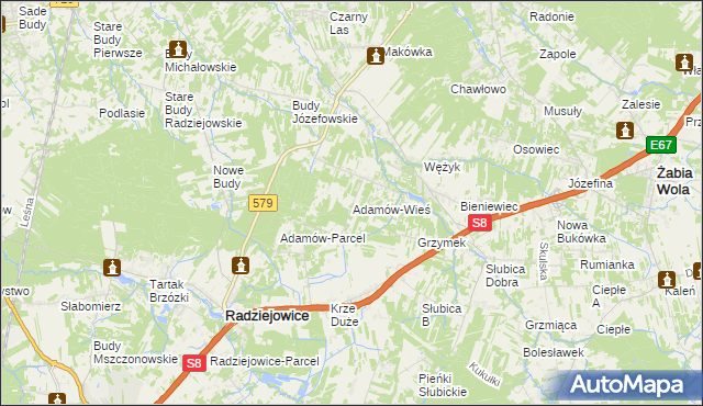 mapa Adamów-Wieś, Adamów-Wieś na mapie Targeo