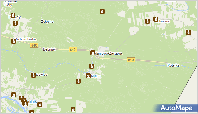 mapa Adamowo gmina Mielnik, Adamowo gmina Mielnik na mapie Targeo