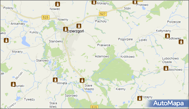 mapa Adamowo gmina Stary Dzierzgoń, Adamowo gmina Stary Dzierzgoń na mapie Targeo