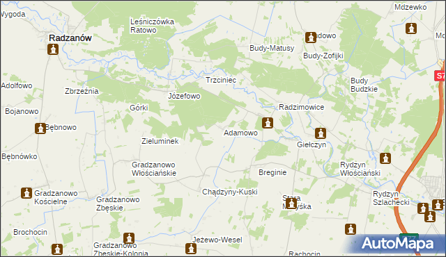mapa Adamowo gmina Strzegowo, Adamowo gmina Strzegowo na mapie Targeo
