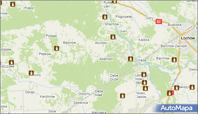 mapa Adampol gmina Jadów, Adampol gmina Jadów na mapie Targeo