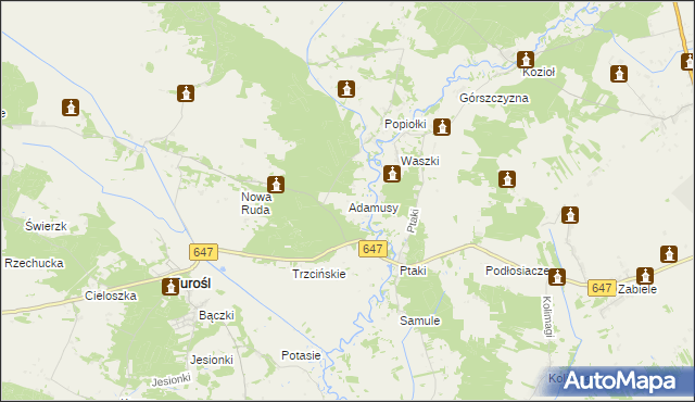 mapa Adamusy, Adamusy na mapie Targeo