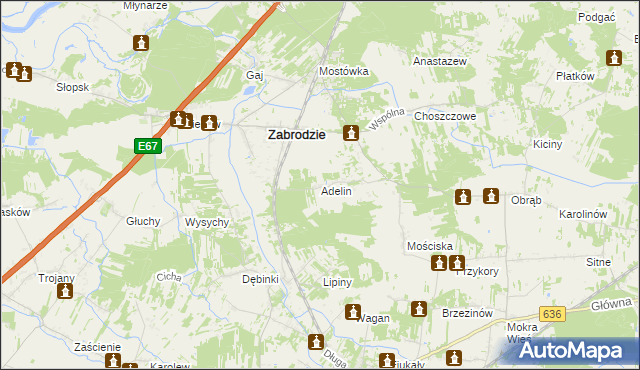 mapa Adelin gmina Zabrodzie, Adelin gmina Zabrodzie na mapie Targeo