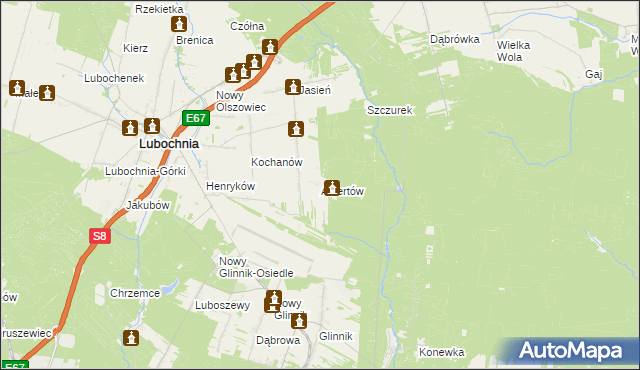 mapa Albertów gmina Lubochnia, Albertów gmina Lubochnia na mapie Targeo