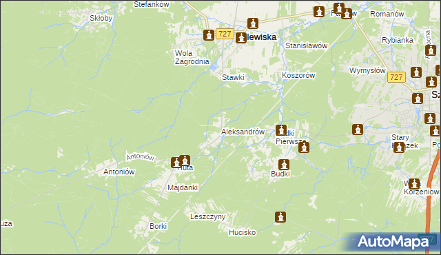 mapa Aleksandrów gmina Chlewiska, Aleksandrów gmina Chlewiska na mapie Targeo