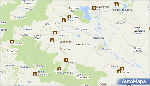 mapa Aleksandrów gmina Pińczów, Aleksandrów gmina Pińczów na mapie Targeo