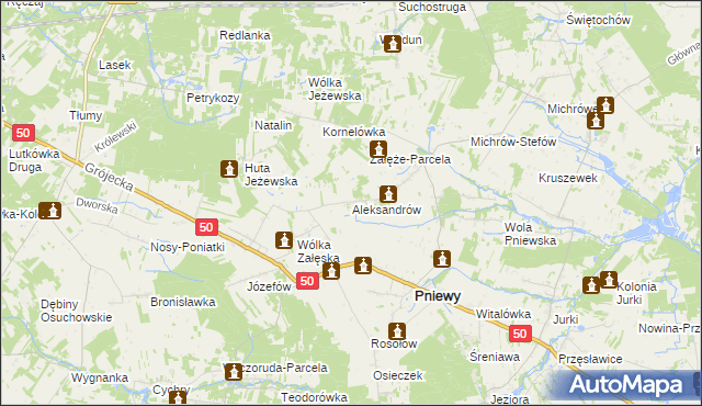 mapa Aleksandrów gmina Pniewy, Aleksandrów gmina Pniewy na mapie Targeo