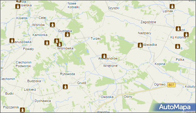 mapa Aleksandrów gmina Stanin, Aleksandrów gmina Stanin na mapie Targeo