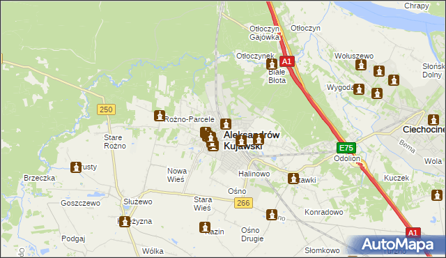 mapa Aleksandrów Kujawski, Aleksandrów Kujawski na mapie Targeo
