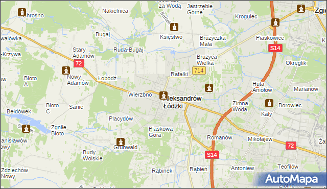 mapa Aleksandrów Łódzki, Aleksandrów Łódzki na mapie Targeo