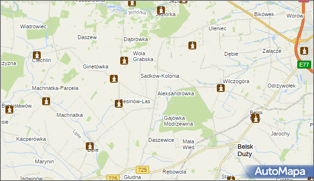 mapa Aleksandrówka gmina Belsk Duży, Aleksandrówka gmina Belsk Duży na mapie Targeo