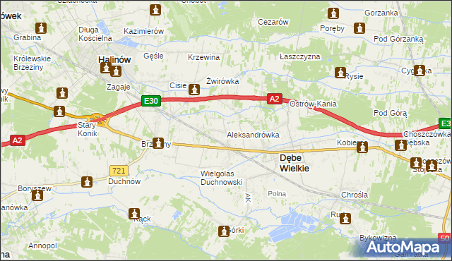 mapa Aleksandrówka gmina Dębe Wielkie, Aleksandrówka gmina Dębe Wielkie na mapie Targeo