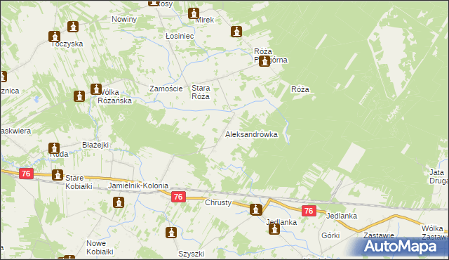 mapa Aleksandrówka gmina Stoczek Łukowski, Aleksandrówka gmina Stoczek Łukowski na mapie Targeo