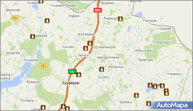 mapa Aleksandrówka gmina Szypliszki, Aleksandrówka gmina Szypliszki na mapie Targeo