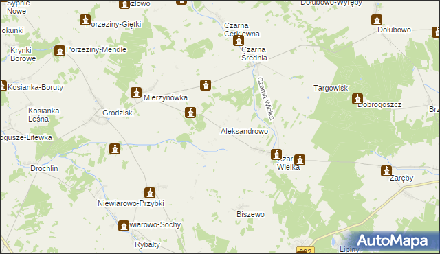 mapa Aleksandrowo gmina Grodzisk, Aleksandrowo gmina Grodzisk na mapie Targeo