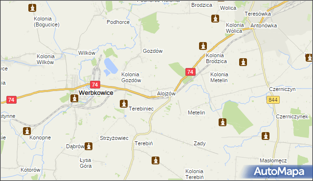 mapa Alojzów gmina Werbkowice, Alojzów gmina Werbkowice na mapie Targeo