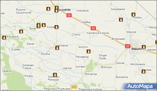 mapa Antonin gmina Szczytniki, Antonin gmina Szczytniki na mapie Targeo