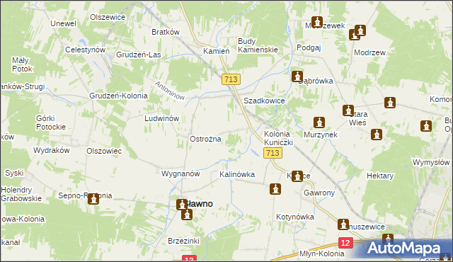 mapa Antoniówka gmina Sławno, Antoniówka gmina Sławno na mapie Targeo