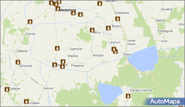 mapa Antopol gmina Podedwórze, Antopol gmina Podedwórze na mapie Targeo