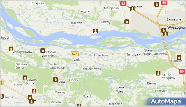 mapa Arciechów gmina Iłów, Arciechów gmina Iłów na mapie Targeo