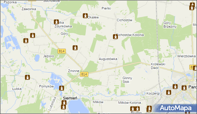 mapa Augustówka gmina Siemień, Augustówka gmina Siemień na mapie Targeo