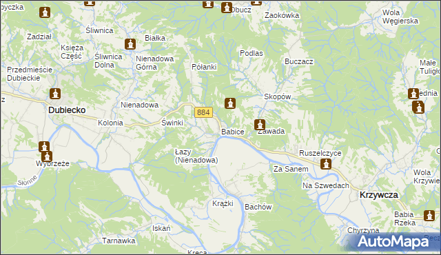 mapa Babice gmina Krzywcza, Babice gmina Krzywcza na mapie Targeo