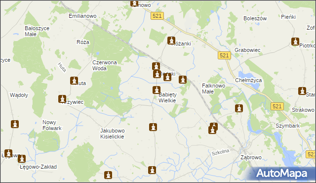 mapa Babięty Wielkie, Babięty Wielkie na mapie Targeo