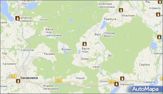 mapa Bącka Huta, Bącka Huta na mapie Targeo