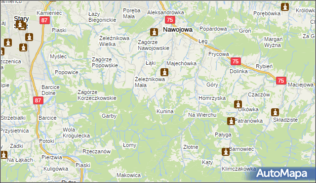 mapa Bącza-Kunina, Bącza-Kunina na mapie Targeo