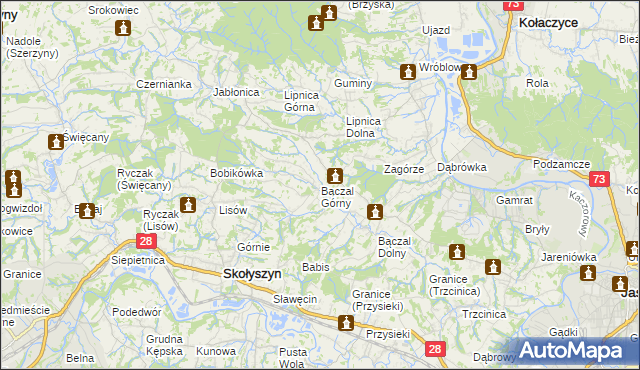 mapa Bączal Górny, Bączal Górny na mapie Targeo