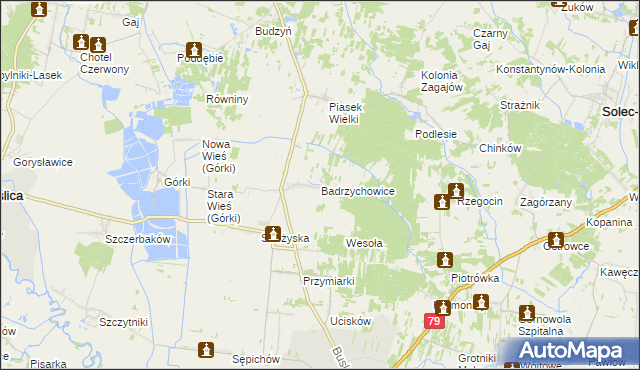 mapa Badrzychowice, Badrzychowice na mapie Targeo