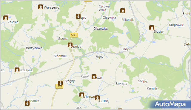 mapa Bądy, Bądy na mapie Targeo