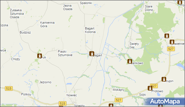 mapa Bągart gmina Dzierzgoń, Bągart gmina Dzierzgoń na mapie Targeo