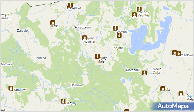 mapa Bajory Małe, Bajory Małe na mapie Targeo