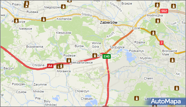 mapa Balice gmina Zabierzów, Balice gmina Zabierzów na mapie Targeo