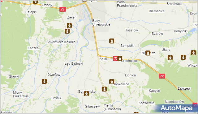 mapa Balin gmina Poddębice, Balin gmina Poddębice na mapie Targeo