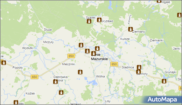 mapa Banie Mazurskie, Banie Mazurskie na mapie Targeo