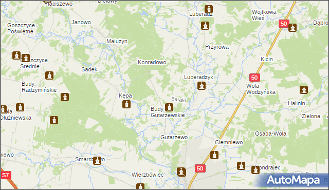 mapa Baraki gmina Sochocin, Baraki gmina Sochocin na mapie Targeo