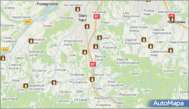 mapa Barcice Dolne, Barcice Dolne na mapie Targeo