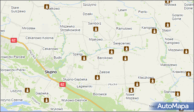 mapa Barcikowo gmina Słupno, Barcikowo gmina Słupno na mapie Targeo