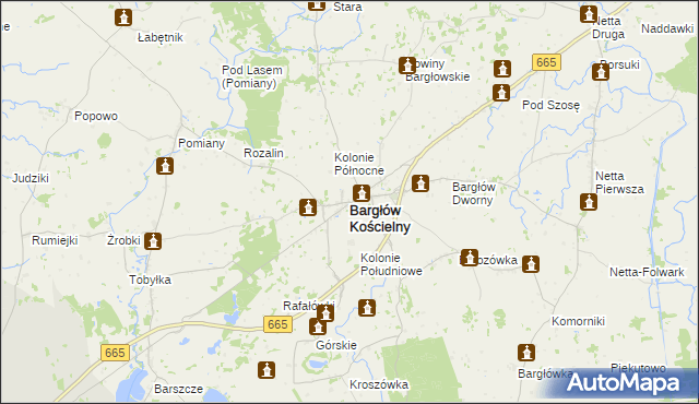 mapa Bargłów Kościelny, Bargłów Kościelny na mapie Targeo