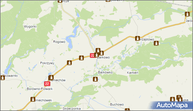 mapa Barkowo gmina Człuchów, Barkowo gmina Człuchów na mapie Targeo
