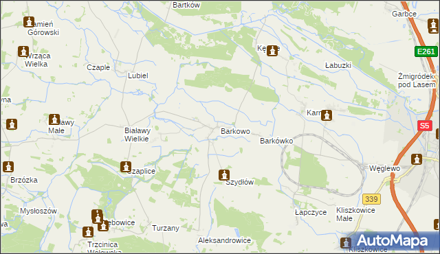 mapa Barkowo gmina Żmigród, Barkowo gmina Żmigród na mapie Targeo