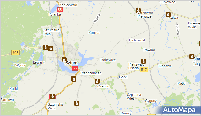 mapa Barlewice, Barlewice na mapie Targeo