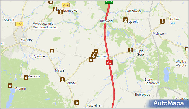 mapa Barłożno, Barłożno na mapie Targeo