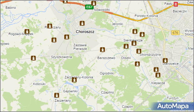 mapa Barszczewo gmina Choroszcz, Barszczewo gmina Choroszcz na mapie Targeo