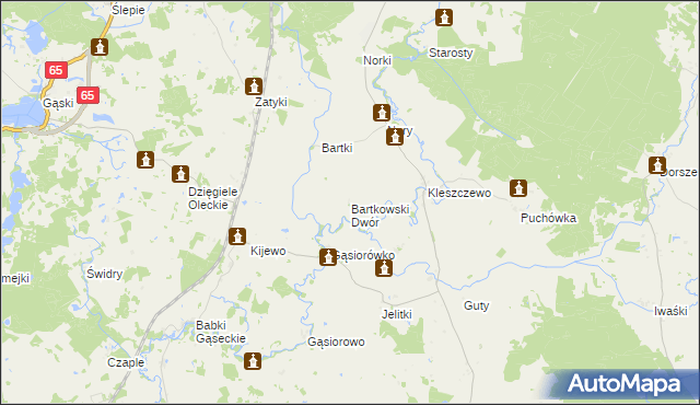 mapa Bartkowski Dwór, Bartkowski Dwór na mapie Targeo