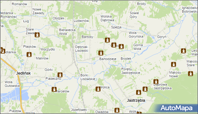 mapa Bartodzieje gmina Jastrzębia, Bartodzieje gmina Jastrzębia na mapie Targeo